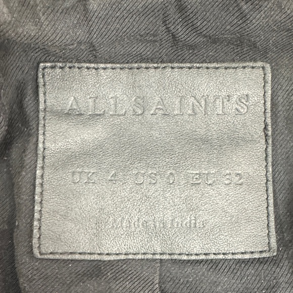 All Saints Balfern Biker Moto Leather Jacket Size 0 - Picture 11 of 16